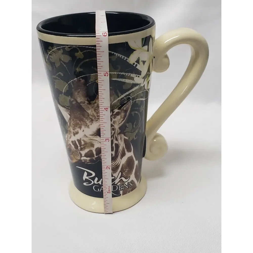 Busch Gardens Large Giraffe Glass Coffee Mug Theme Park Souvenir Cup